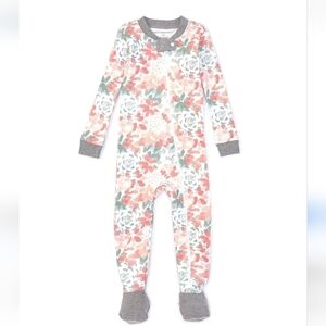Burt's Bees Baby Organic Cotton Watercolor Floral Zip Up Pajamas Size 12 Months